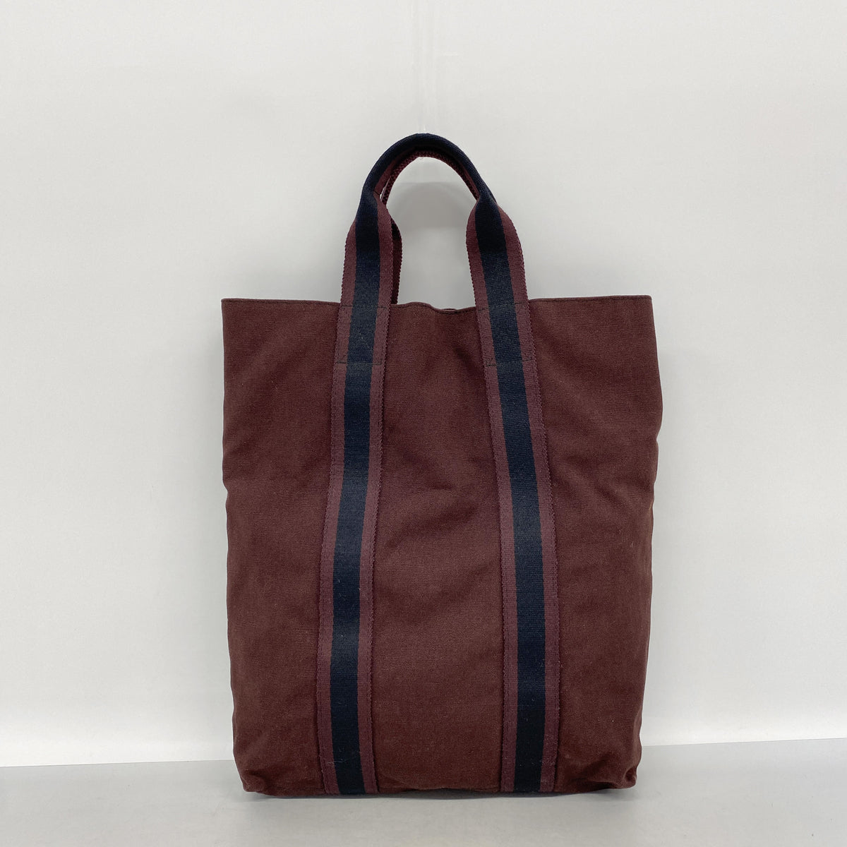 【6ie6968】エルメス トートバッグ フールトゥカバス キャンバス ボルドー ブラック【中古】レディース