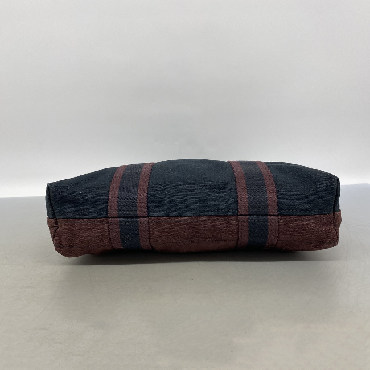 【6ie6968】エルメス トートバッグ フールトゥカバス キャンバス ボルドー ブラック【中古】レディース
