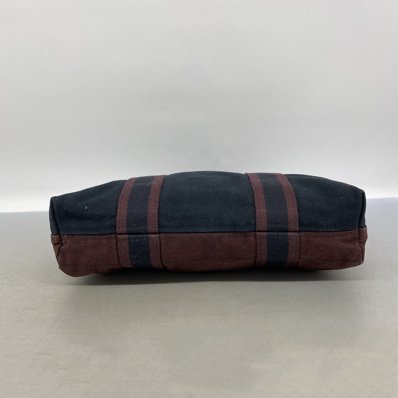 【6ie6968】エルメス トートバッグ フールトゥカバス キャンバス ボルドー ブラック【中古】レディース