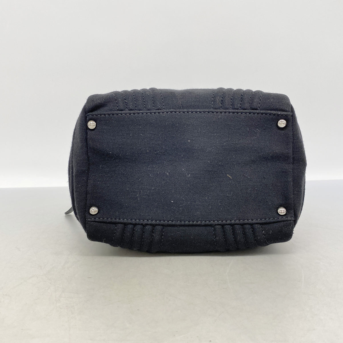 【6ie6969】シャネル チェーントート ジャージー ブラック シルバー金具【中古】レディース