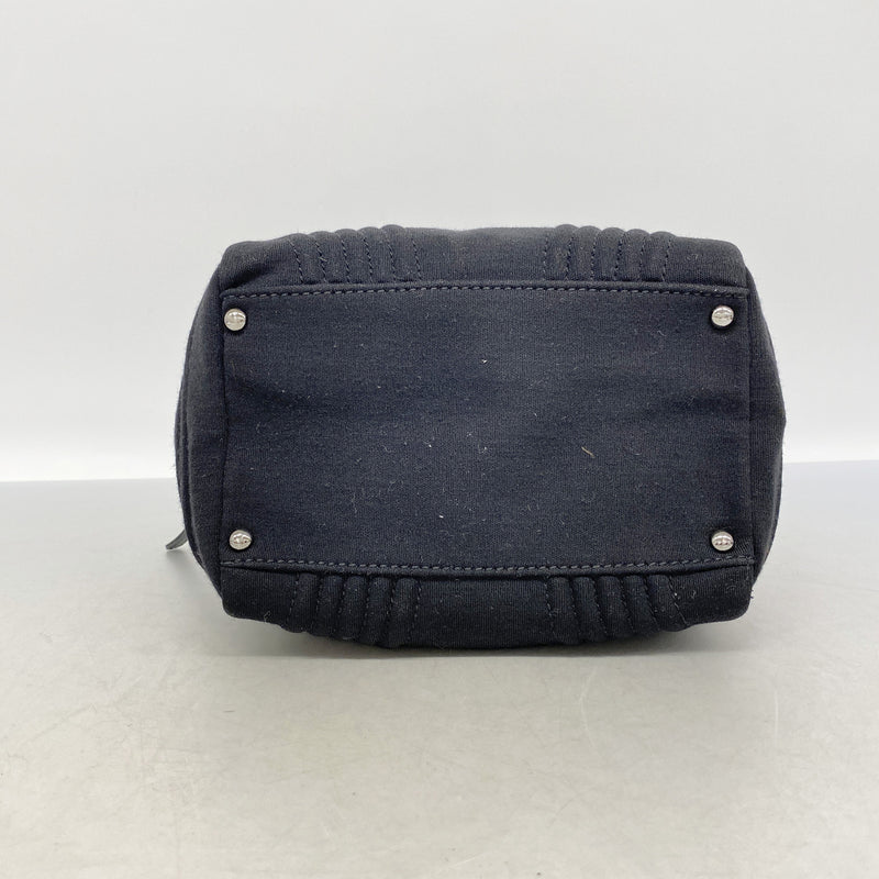 【6ie6969】シャネル チェーントート ジャージー ブラック シルバー金具【中古】レディース