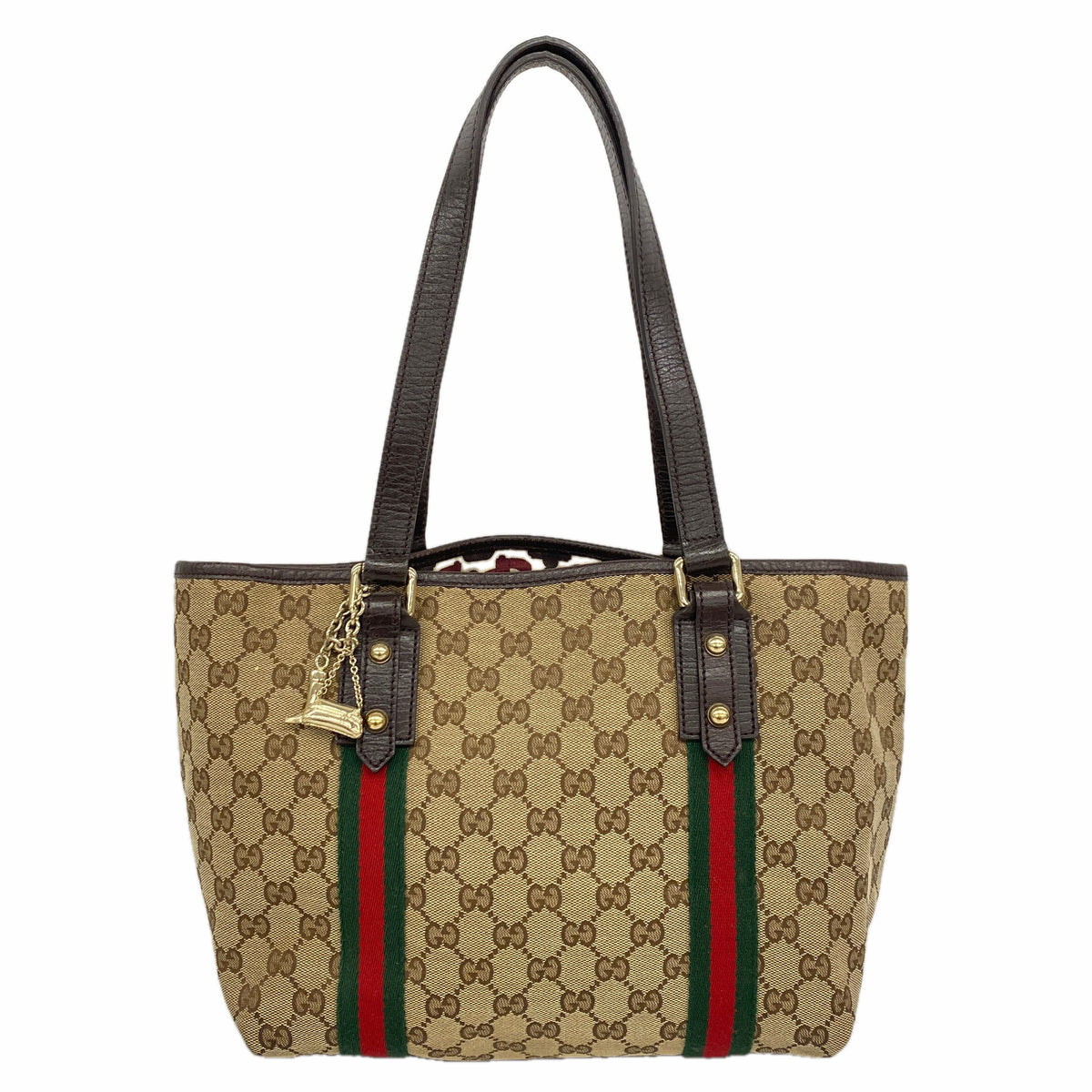 【6ie6979】グッチ トートバッグ GGキャンバス/シェリーライン 137396 キャンバス ベージュ ゴールド金具【中古】レディース
