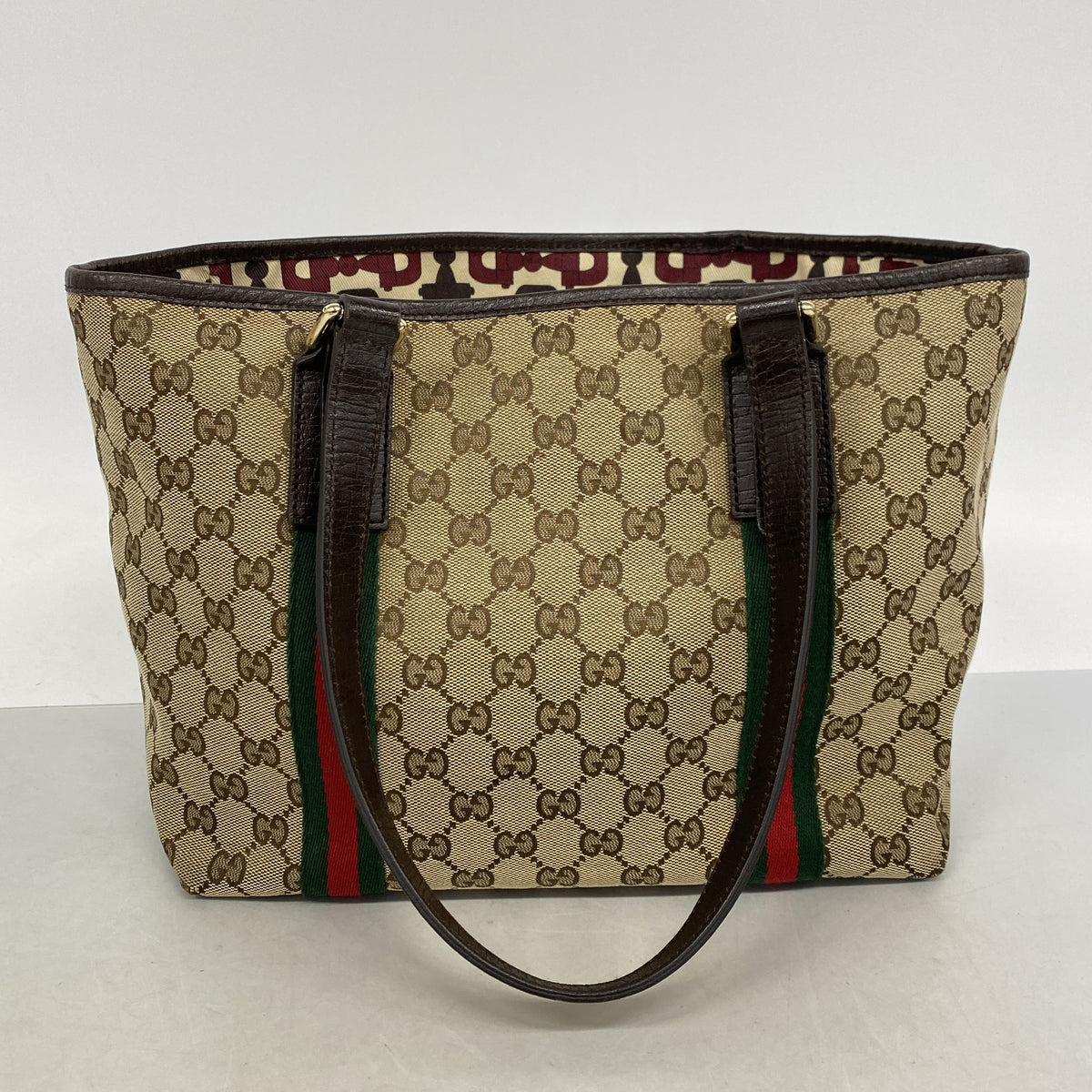 【6ie6979】グッチ トートバッグ GGキャンバス/シェリーライン 137396 キャンバス ベージュ ゴールド金具【中古】レディース