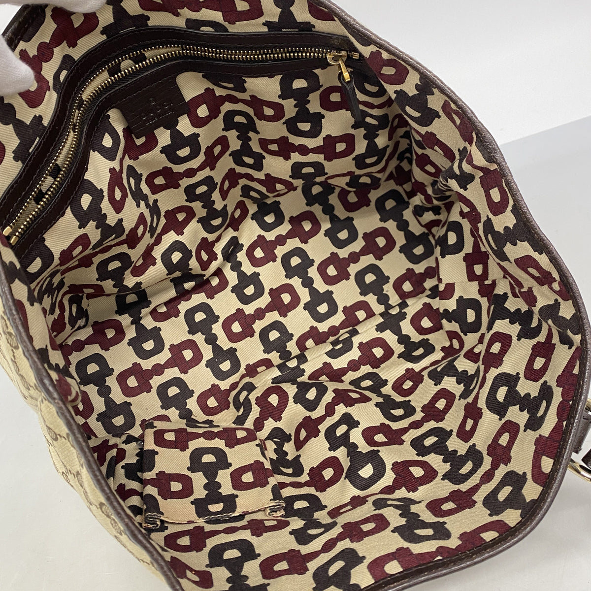 【6ie6979】グッチ トートバッグ GGキャンバス/シェリーライン 137396 キャンバス ベージュ ゴールド金具【中古】レディース