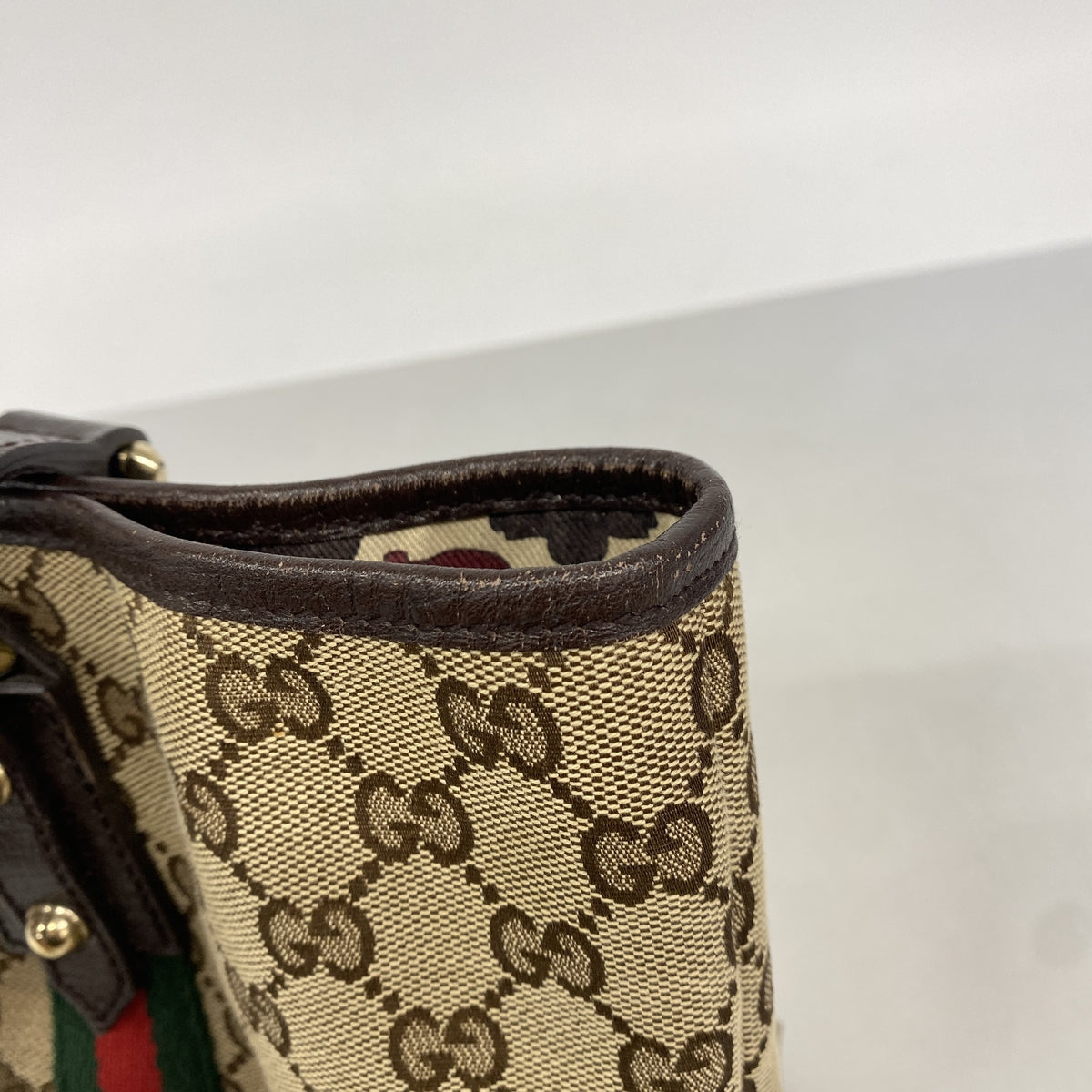 【6ie6979】グッチ トートバッグ GGキャンバス/シェリーライン 137396 キャンバス ベージュ ゴールド金具【中古】レディース