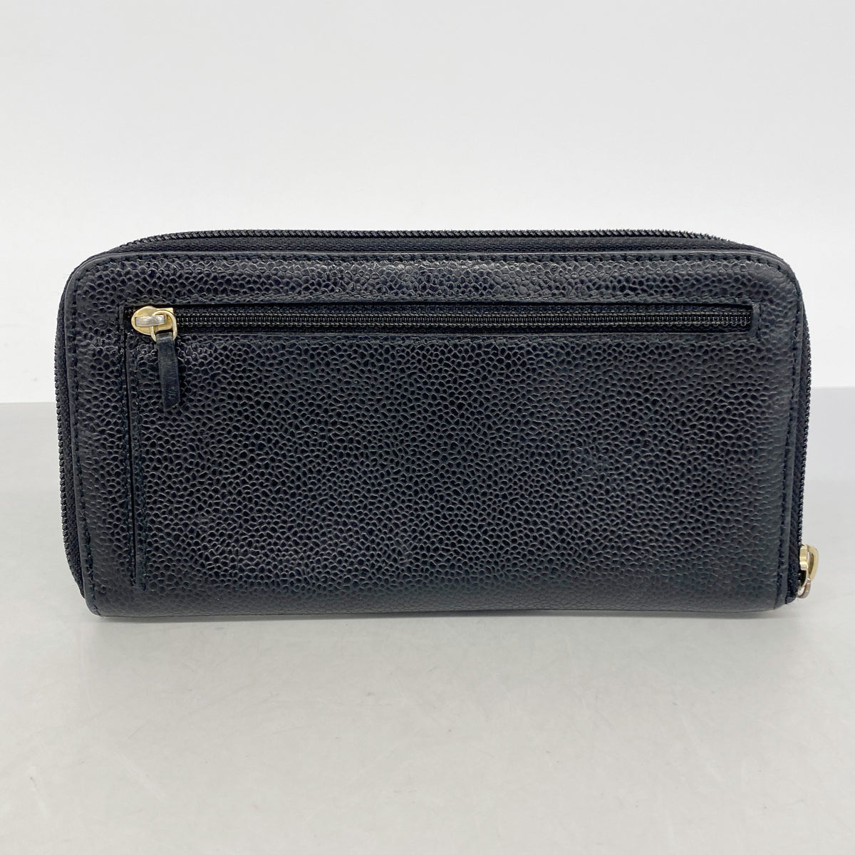 【6ie6987】シャネル 長財布 キャビアスキン ブラック ゴールド金具【中古】レディース