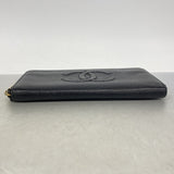 【6ie6987】シャネル 長財布 キャビアスキン ブラック ゴールド金具【中古】レディース