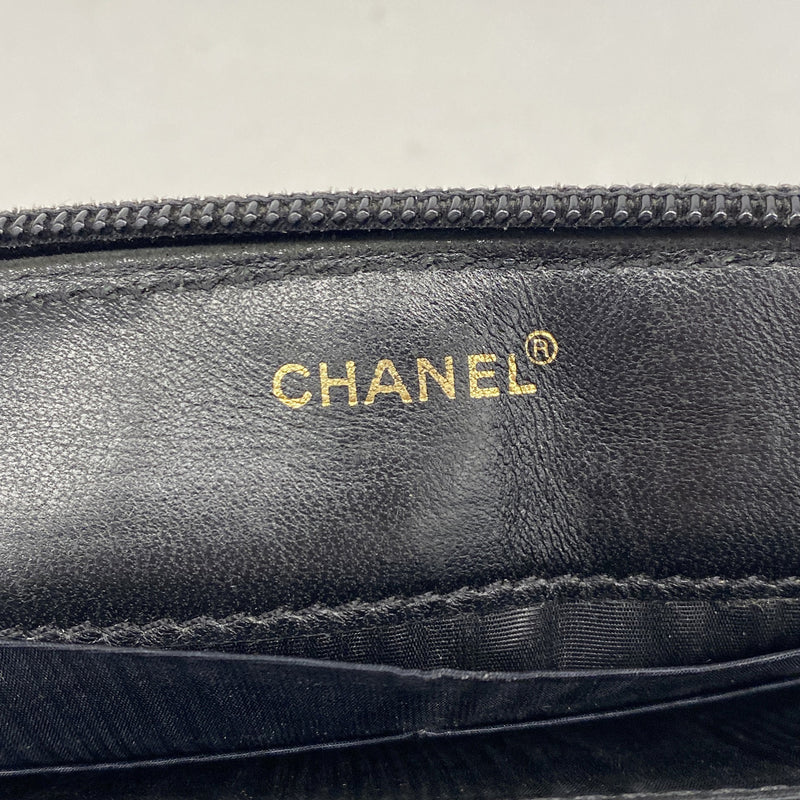【6ie6987】シャネル 長財布 キャビアスキン ブラック ゴールド金具【中古】レディース