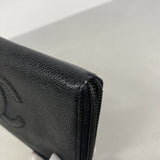 【6ie6987】シャネル 長財布 キャビアスキン ブラック ゴールド金具【中古】レディース