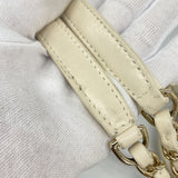 【6ie6989】シャネル チェーントート ドーヴィル キャンバス ホワイト シャンパンゴールド金具 2wayバッグ【中古】レディース