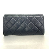 【6ie6990】シャネル 長財布 マトラッセ ラムスキン ブラック シルバー金具【中古】レディース
