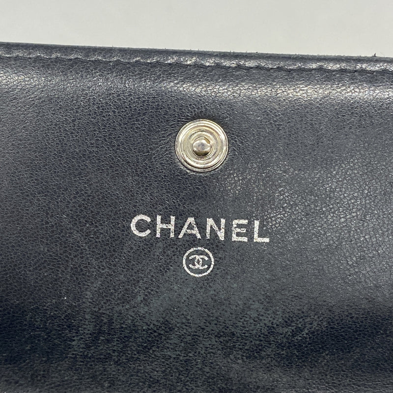 【6ie6990】シャネル 長財布 マトラッセ ラムスキン ブラック シルバー金具【中古】レディース