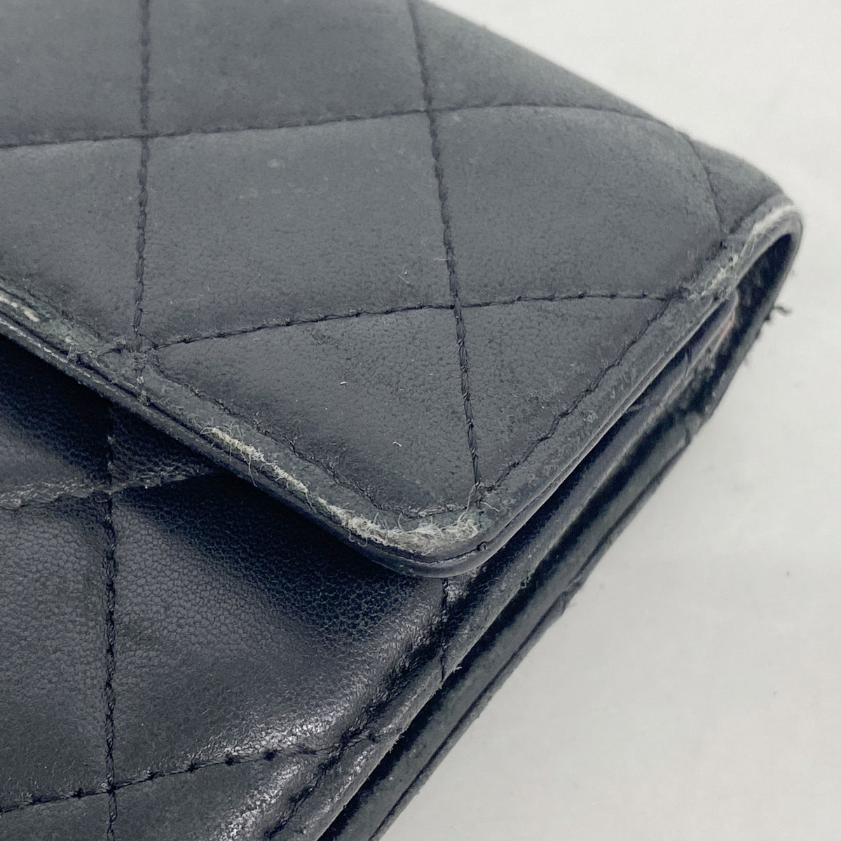 【6ie6990】シャネル 長財布 マトラッセ ラムスキン ブラック シルバー金具【中古】レディース