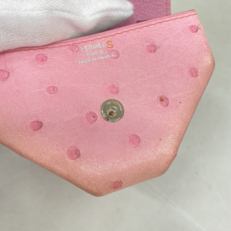 【6ie7000】エルメス コインケース ヴァンキャルト オーストリッチ ローズバブルガム シルバー金具 Y刻印【中古】レディース