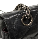 【6ie7017】シャネル ショルダーバッグ 2.55/マトラッセ Wフラップ Wチェーン レザー ブラック シルバー金具【中古】レディース