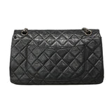 【6ie7017】シャネル ショルダーバッグ 2.55/マトラッセ Wフラップ Wチェーン レザー ブラック シルバー金具【中古】レディース