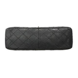 【6ie7017】シャネル ショルダーバッグ 2.55/マトラッセ Wフラップ Wチェーン レザー ブラック シルバー金具【中古】レディース