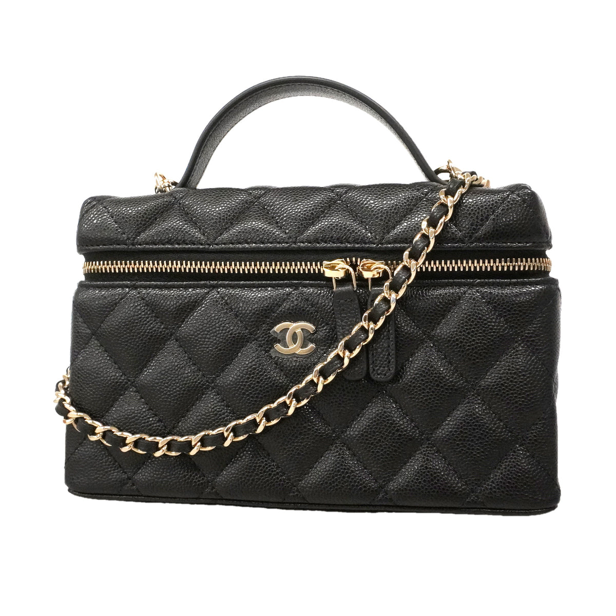 【6ie7018】シャネル ハンドバッグ マトラッセ チェーンショルダー キャビアスキン ブラック ゴールド金具 2wayバッグ【中古】レディース