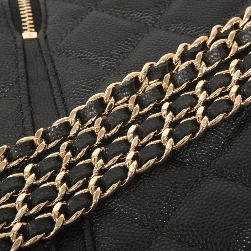 【6ie7018】シャネル ハンドバッグ マトラッセ チェーンショルダー キャビアスキン ブラック ゴールド金具 2wayバッグ【中古】レディース