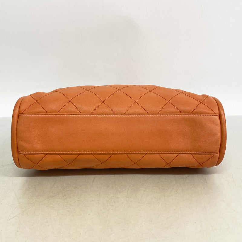 【6ie7021】シャネル ショルダーバッグ マトラッセ チェーンショルダー ラムスキン ピンクオレンジ シルバー金具【中古】レディース
