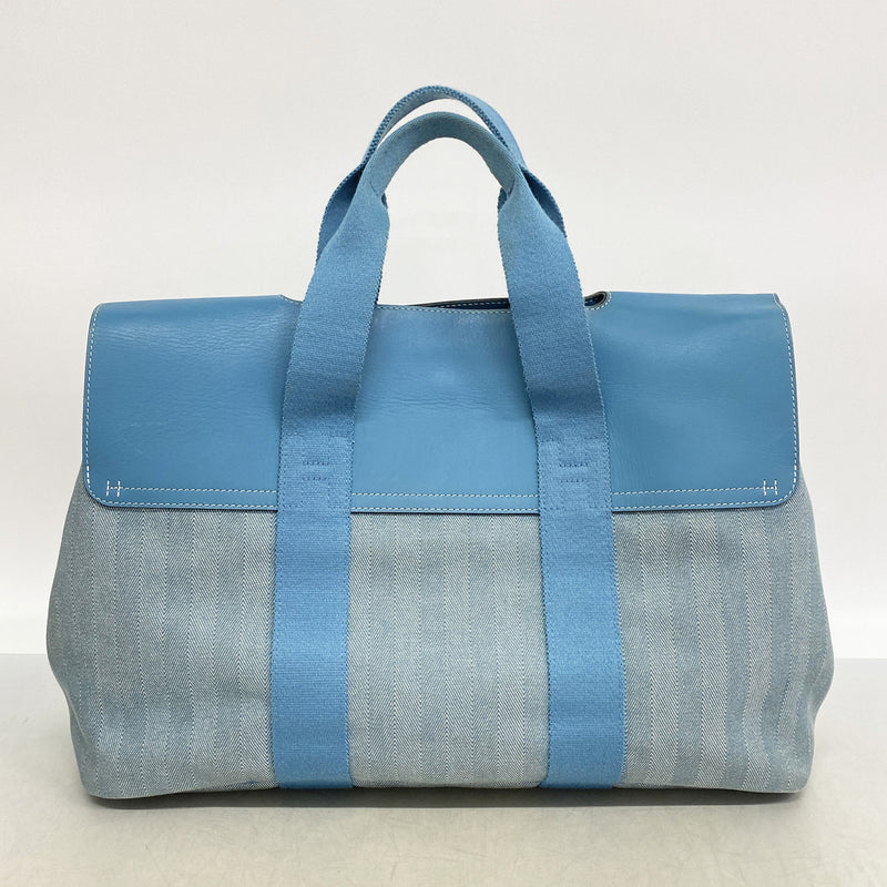 【6ie7041】エルメス トートバッグ ヴァルパライソMM トワルシェブロン ブルージーン シルバー金具【中古】レディース