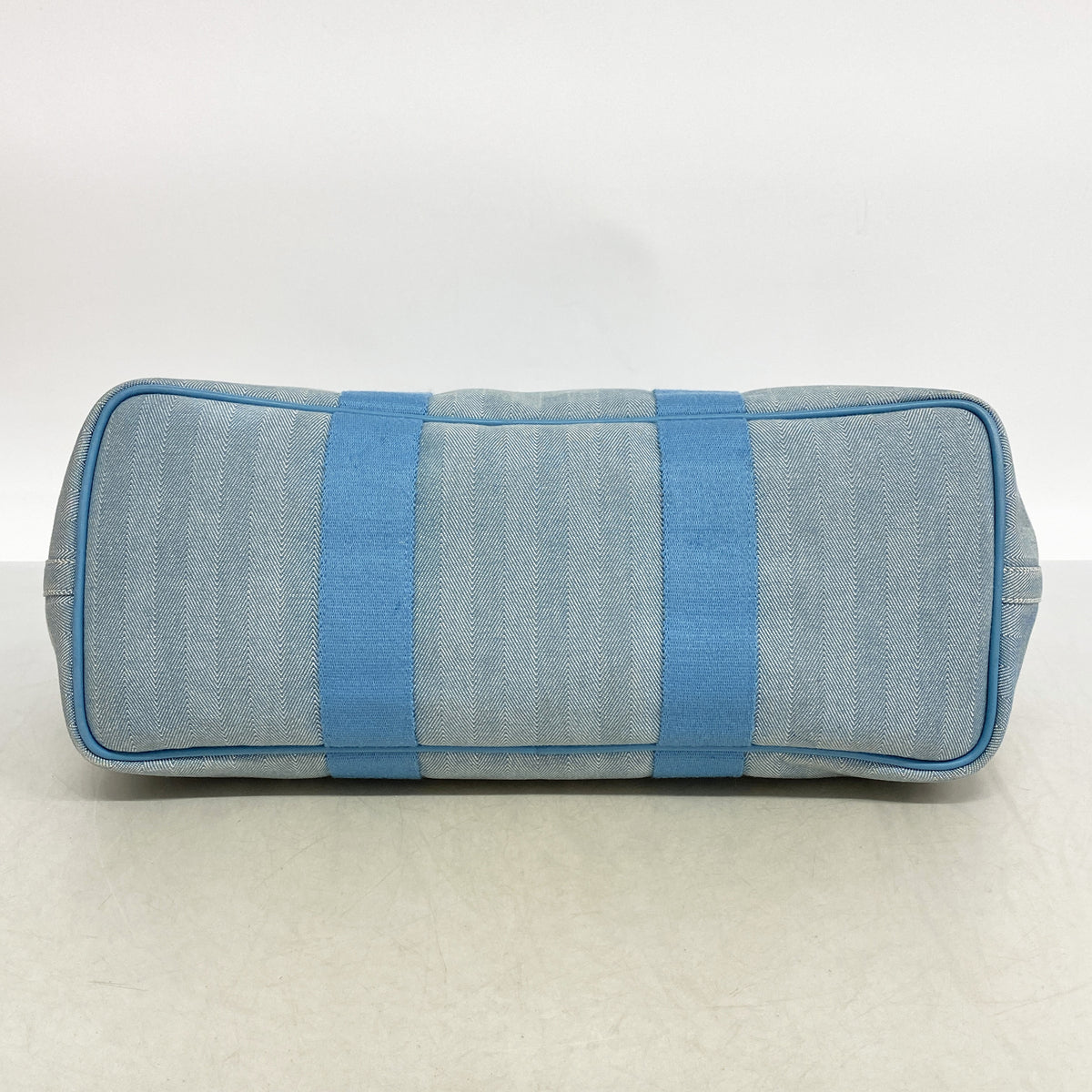 【6ie7041】エルメス トートバッグ ヴァルパライソMM トワルシェブロン ブルージーン シルバー金具【中古】レディース