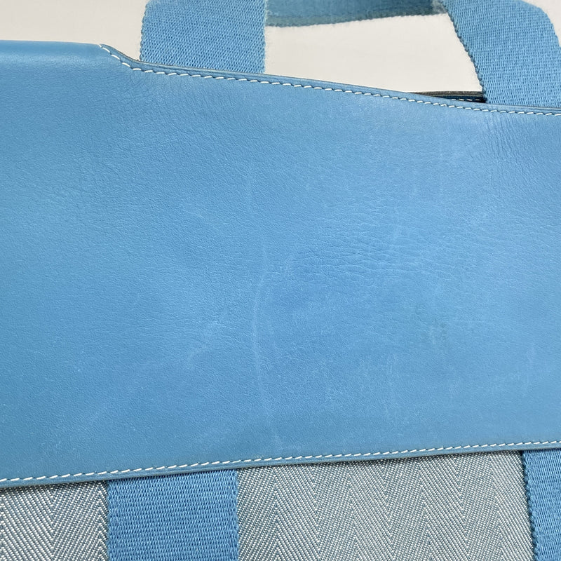 【6ie7041】エルメス トートバッグ ヴァルパライソMM トワルシェブロン ブルージーン シルバー金具【中古】レディース