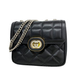 【6ie7051】グッチ ショルダーバッグ デコ 741457 レザー ブラック ゴールド/シルバー金具【中古】レディース