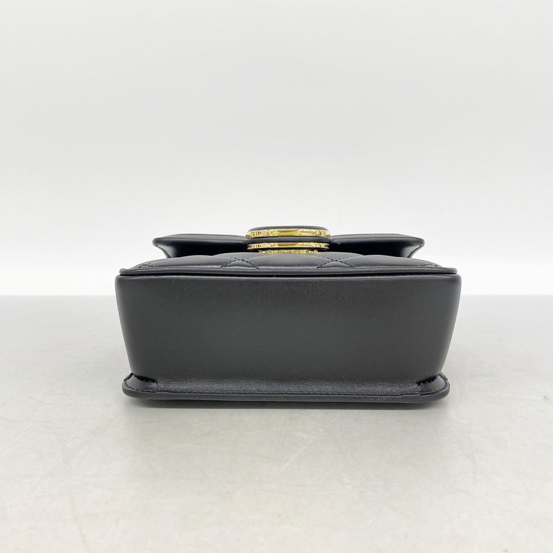 【6ie7051】グッチ ショルダーバッグ デコ 741457 レザー ブラック ゴールド/シルバー金具【中古】レディース
