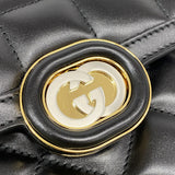 【6ie7051】グッチ ショルダーバッグ デコ 741457 レザー ブラック ゴールド/シルバー金具【中古】レディース