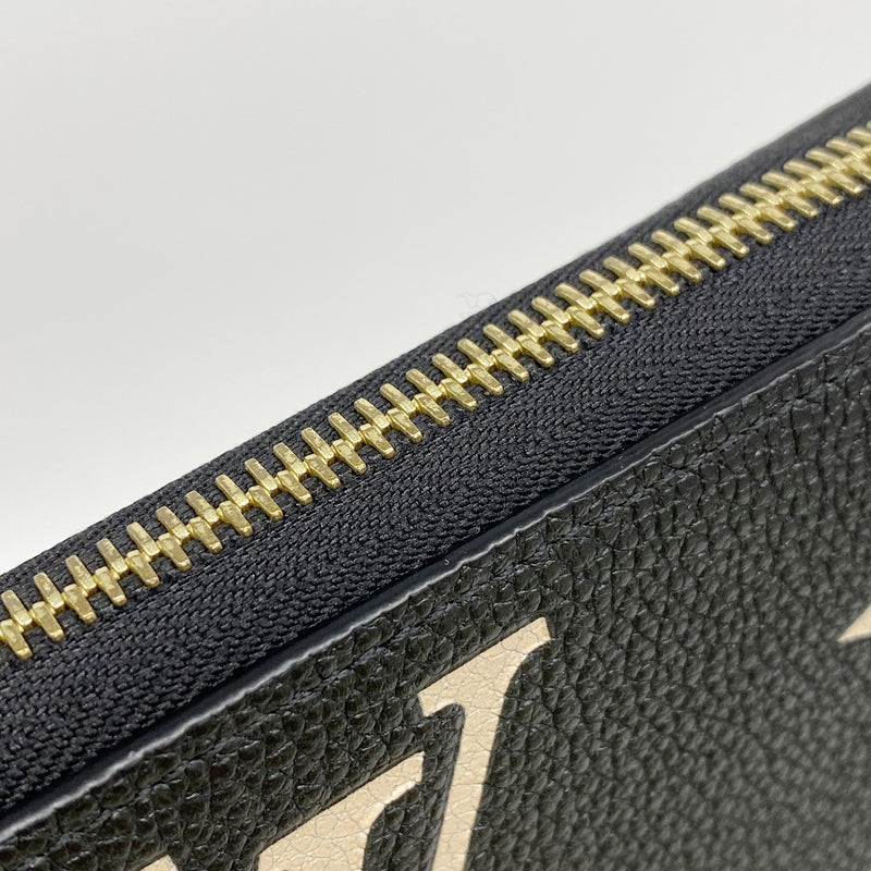【6ie7055】ルイヴィトン 長財布 モノグラム・アンプラント バイカラー ジッピーウォレット M82338 ブラック ベージュ【中古】レディース