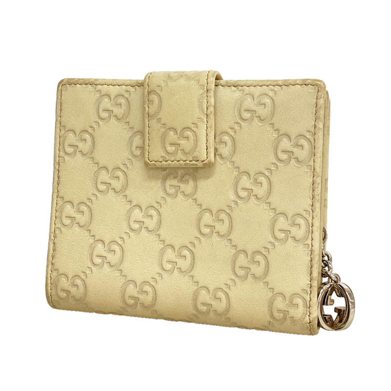【6ie7070】グッチ 財布 グッチシマ 233022 レザー アイボリー シルバー金具【中古】レディース