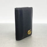 【6ie7079】グッチ カードケース GGマーモント 428737 レザー ブラック ゴールド金具【中古】メンズ レディース ユニセックス