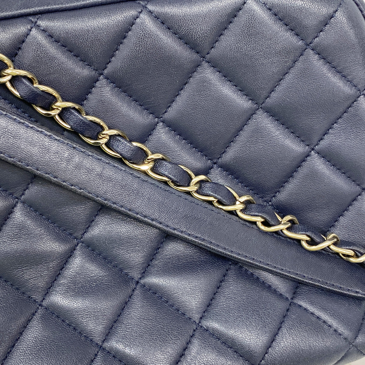 【6ie7080】シャネル ハンドバッグ マトラッセ チェーンショルダー ラムスキン ネイビー シャンパンゴールド金具 2wayバッグ【中古】レディース