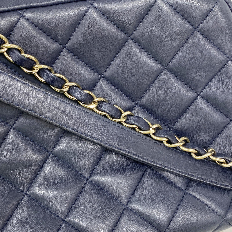【6ie7080】シャネル ハンドバッグ マトラッセ チェーンショルダー ラムスキン ネイビー シャンパンゴールド金具 2wayバッグ【中古】レディース