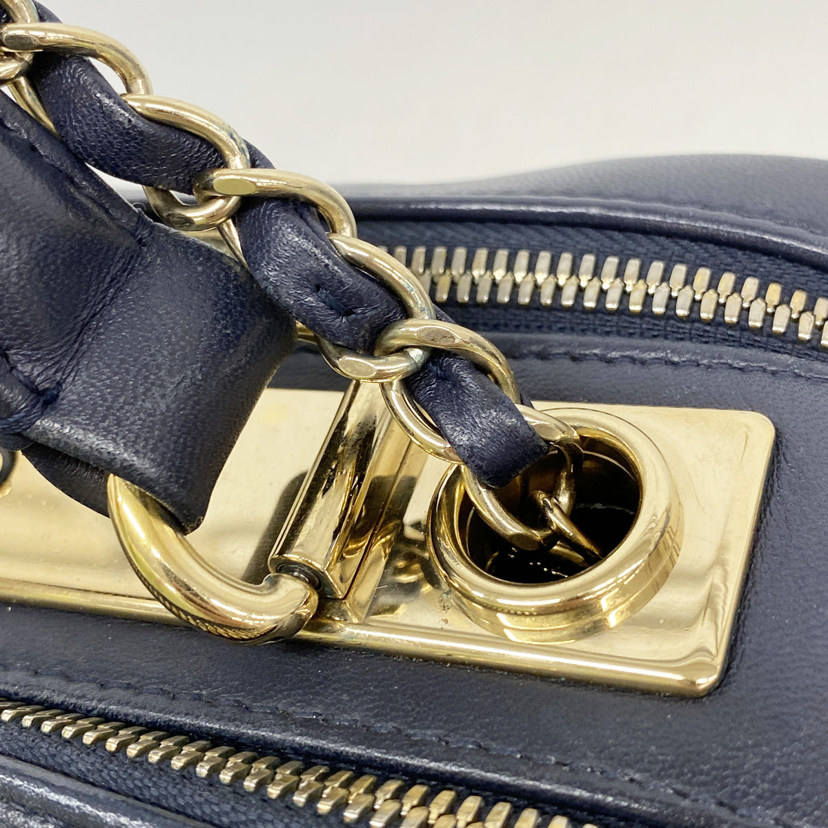 【6ie7080】シャネル ハンドバッグ マトラッセ チェーンショルダー ラムスキン ネイビー シャンパンゴールド金具 2wayバッグ【中古】レディース