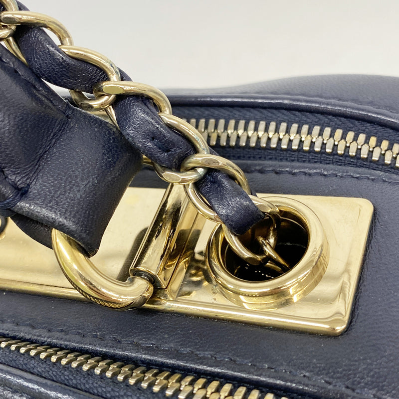 【6ie7080】シャネル ハンドバッグ マトラッセ チェーンショルダー ラムスキン ネイビー シャンパンゴールド金具 2wayバッグ【中古】レディース
