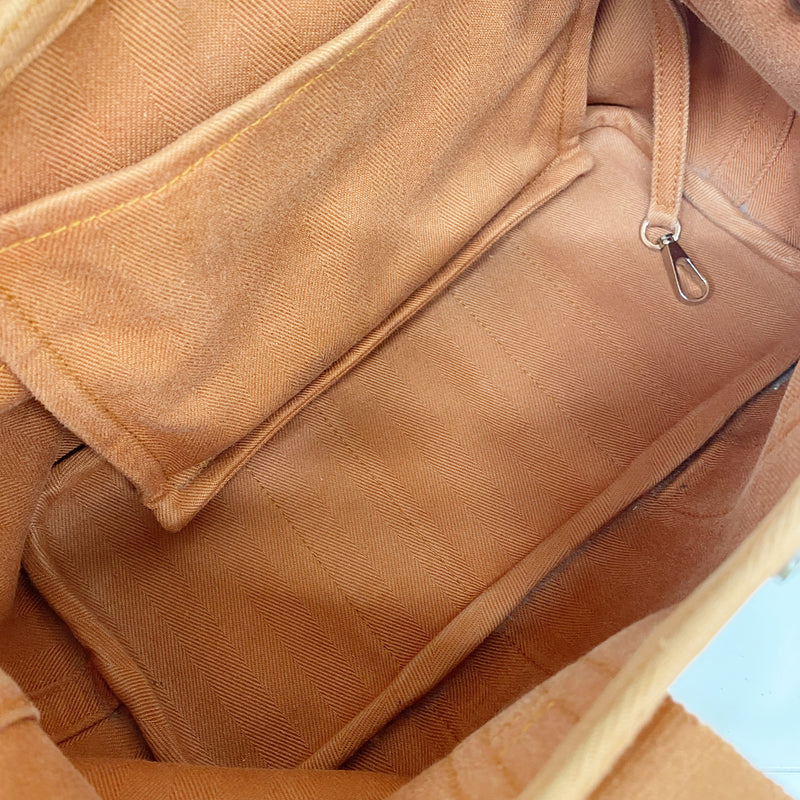 【6ie7081】エルメス トートバッグ ヴァルパライソPM トワルシェブロン オレンジ シルバー金具 □J刻印【中古】レディース
