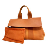 【6ie7081】エルメス トートバッグ ヴァルパライソPM トワルシェブロン オレンジ シルバー金具 □J刻印【中古】レディース