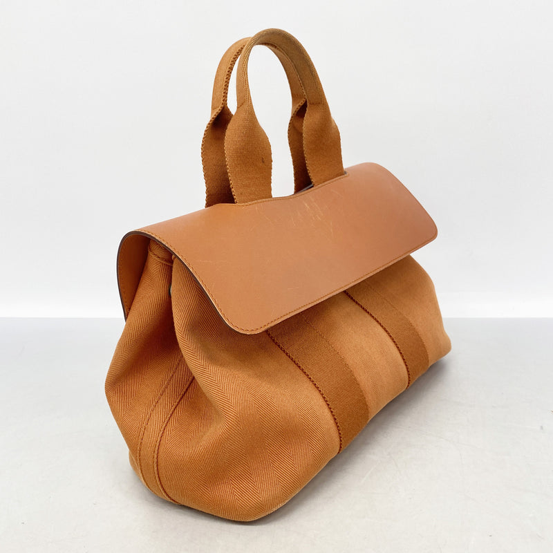 【6ie7081】エルメス トートバッグ ヴァルパライソPM トワルシェブロン オレンジ シルバー金具 □J刻印【中古】レディース