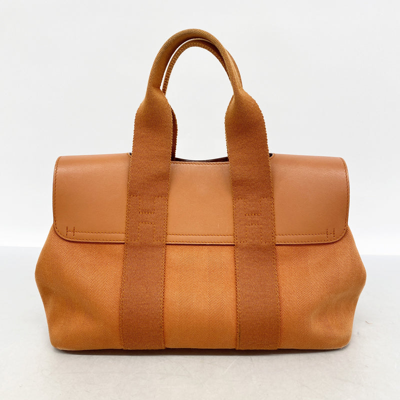 【6ie7081】エルメス トートバッグ ヴァルパライソPM トワルシェブロン オレンジ シルバー金具 □J刻印【中古】レディース