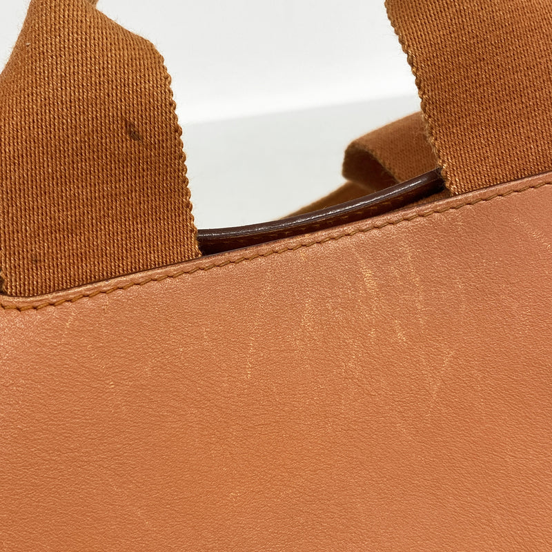 【6ie7081】エルメス トートバッグ ヴァルパライソPM トワルシェブロン オレンジ シルバー金具 □J刻印【中古】レディース