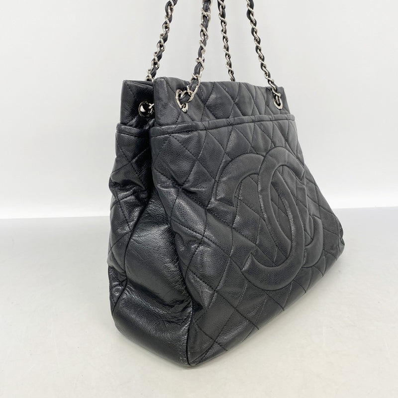 【6ie7083】シャネル ショルダーバッグ マトラッセ チェーンショルダー キャビアスキン ブラック シルバー金具【中古】レディース