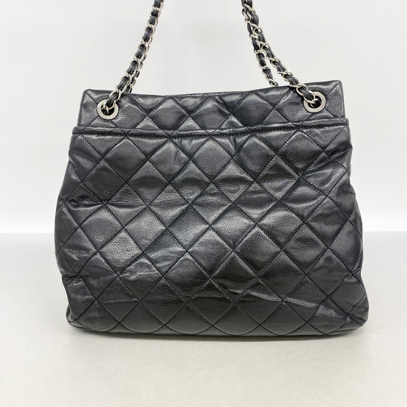 【6ie7083】シャネル ショルダーバッグ マトラッセ チェーンショルダー キャビアスキン ブラック シルバー金具【中古】レディース