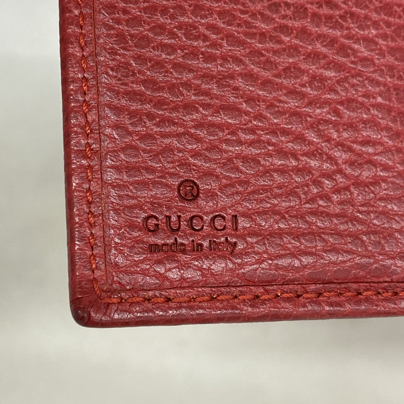 【6ie7099】グッチ 財布 GGマーモント 523193 レザー レッド ゴールド金具【中古】レディース
