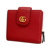 【6ie7099】グッチ 財布 GGマーモント 523193 レザー レッド ゴールド金具【中古】レディース