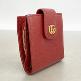 【6ie7099】グッチ 財布 GGマーモント 523193 レザー レッド ゴールド金具【中古】レディース