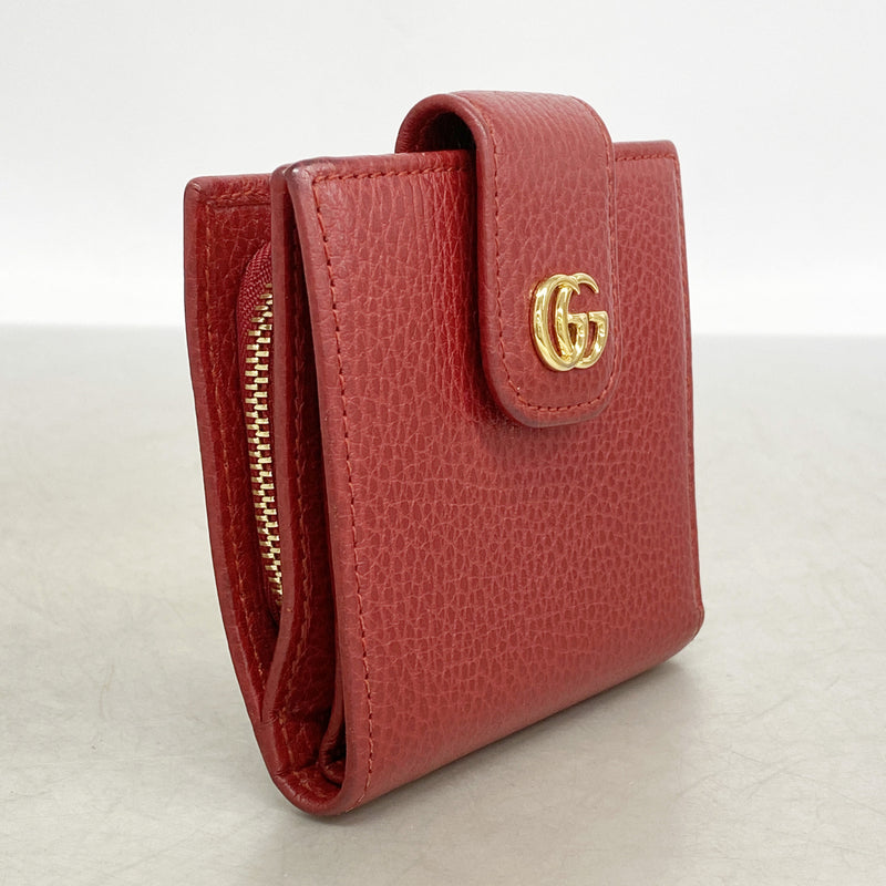 【6ie7099】グッチ 財布 GGマーモント 523193 レザー レッド ゴールド金具【中古】レディース