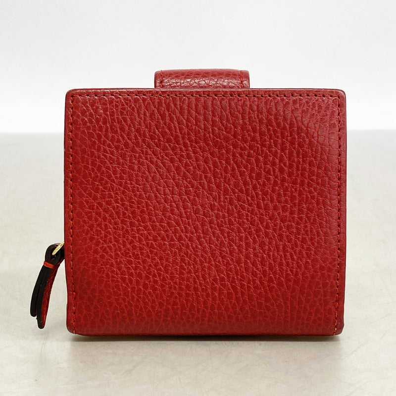 【6ie7099】グッチ 財布 GGマーモント 523193 レザー レッド ゴールド金具【中古】レディース