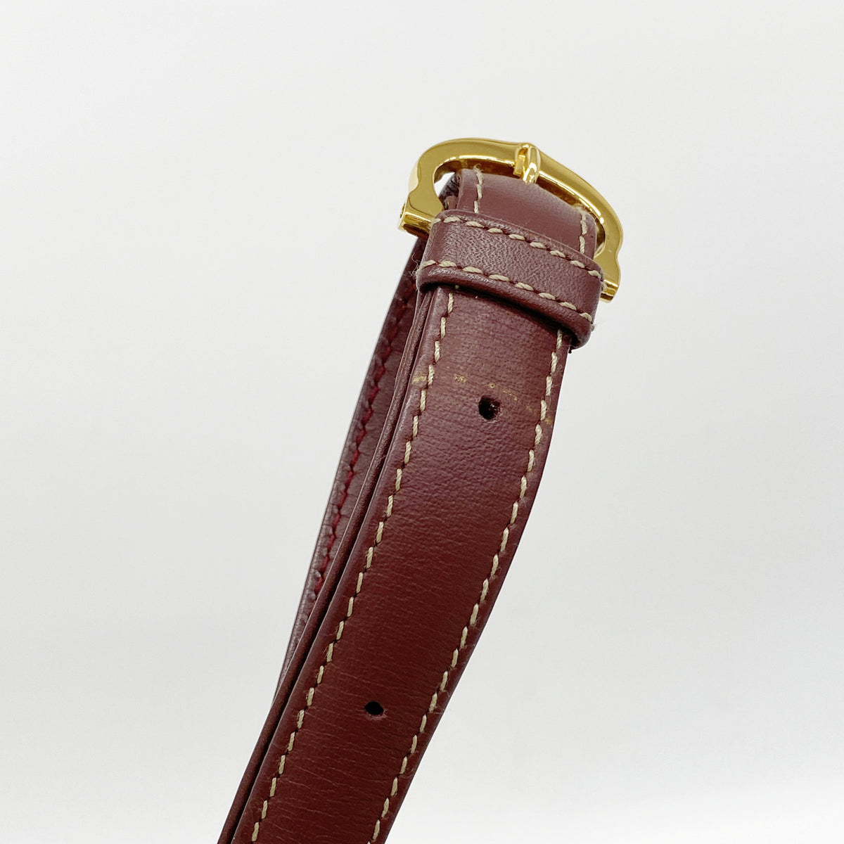 【6ie7100】カルティエ ショルダーバッグ マスト レザー ボルドー ゴールド金具【中古】レディース